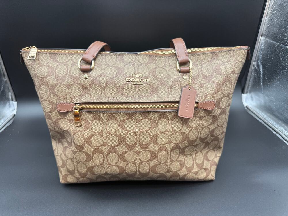 Coach Gallery F79609 Shoulder Tote Bag Women's Brown Signature C Canvas Travel